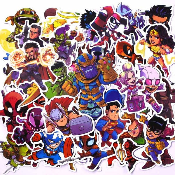 50 PCS Neon Super Hero Avengers Stickers