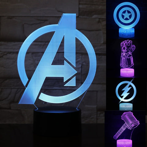 Marvel Avengers Endgame 3D Illusion LED NightLight Figure Captain America Shield  7 Colourful Model Toys